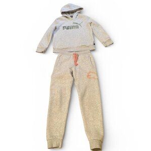 PUMA Girls Cotton Blend Jogging Suit in Grey- Size 8-10Y